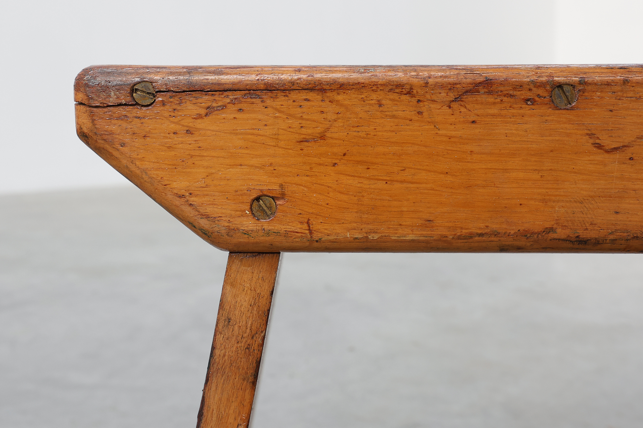 Rustic Pine Stool with Cut-Out Trestle Legs, Sweden, circa 1920thumbnail